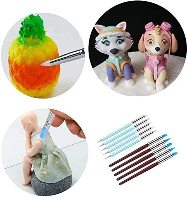 Silicone Clay Sculpting Tool - 10Pcs Modeling Dotting Tool for Pottery Craft, Rock, Nail, Blending, Drawing