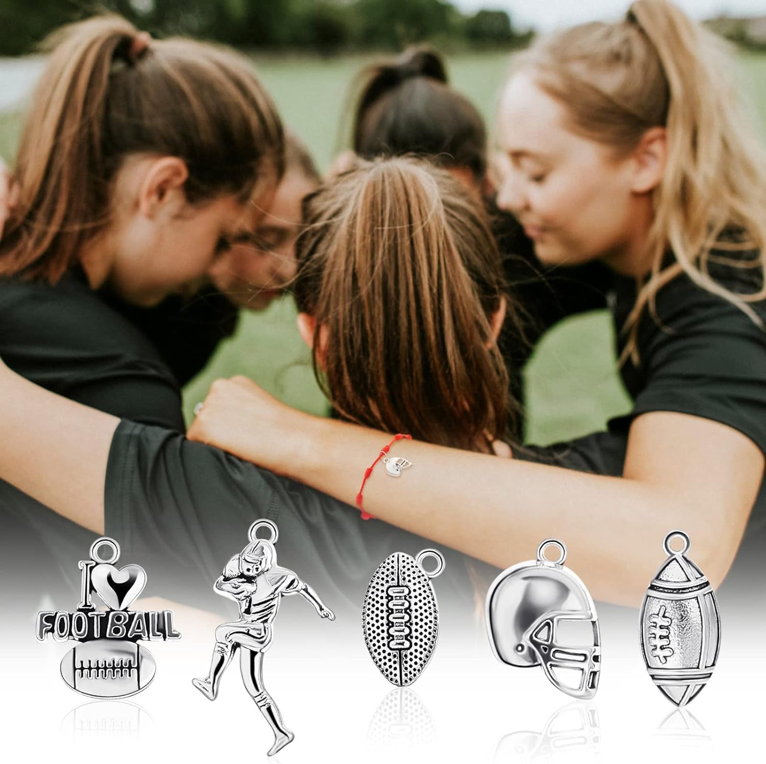 70 Pieces Football Charms Mixed Silver Football Player'S Bat Beads Pendants Necklace Crafting Sport Charms Jewelry Making Findings Accessory DIY Necklace Bracelet
