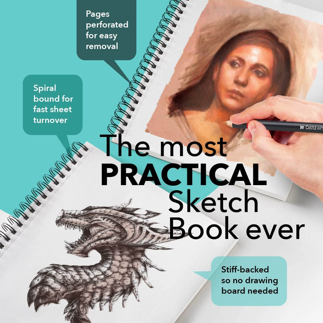 Premium Sketch Book 9In X 12In | Double Sketch Pad Pack | 200 Sheets of Quality 90Gsm Paper | for Adult Artists and Learners | Spiral Bound for Versatility