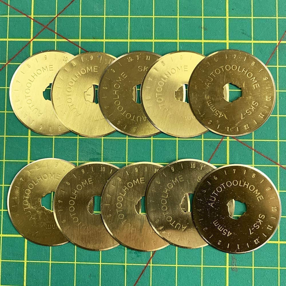 Titanium Coated Rotary Cutter Blades 45Mm 10 Pack Replacement Blades Quilting Scrapbooking Sewing Arts Crafts,Sharp and Durable