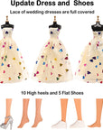 57 Pack Doll Clothes and Accessories 5 Fashion Dresses 4 Tops 4 Pants Outfits 3 Wedding Gown Dresses 3 Swimsuits Bikini 5 Mini Dresses, 10 Hangers 15 Shoes Computer Cosmetic for 11.5 Inch Doll