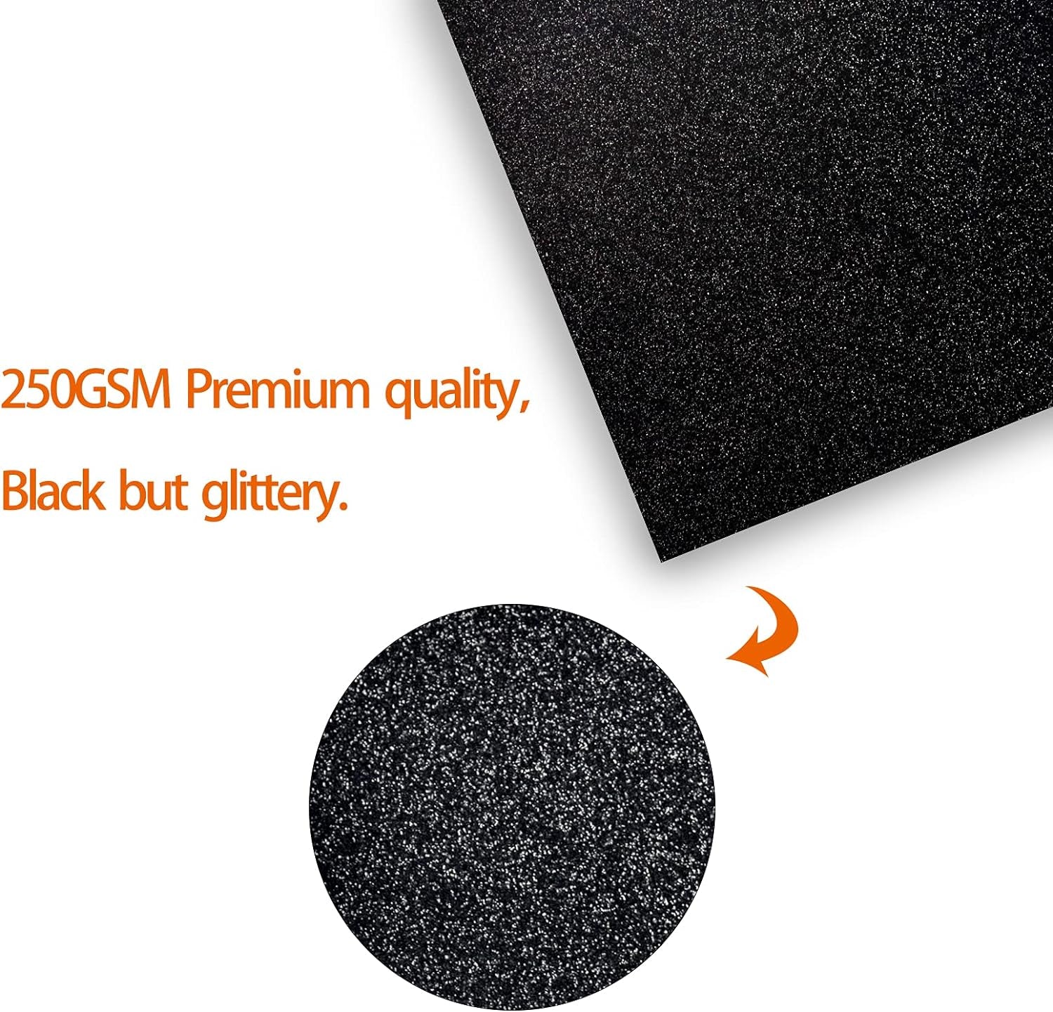 Black Glitter Cardstock - 15 Sheets 12&quot; X 12&quot; Black Cardstock for Cricut, Black Glitter Paper for DIY Projects, Scrapbooking, Invitations - 250 GSM Card Stock Easy to Cut and DIY