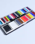 Professional Face Paint Makeup Split Cake Palette 12 × 10Gm Water Actived, Non-Toxic One Stroke Rainbow Body & Face Painting Kit with 5 Stencils, 3 Brushes for Kids Adults