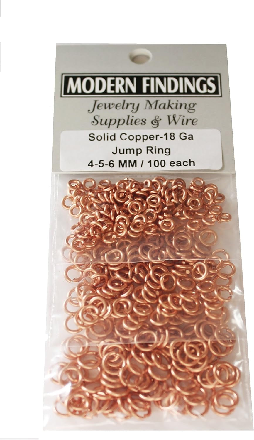 Copper round Open Jump Ring 18 Ga Wire Assorted Sizes / Saw Cut Made in USA (O/D 7-8-9-10 MM 50 Each Size)