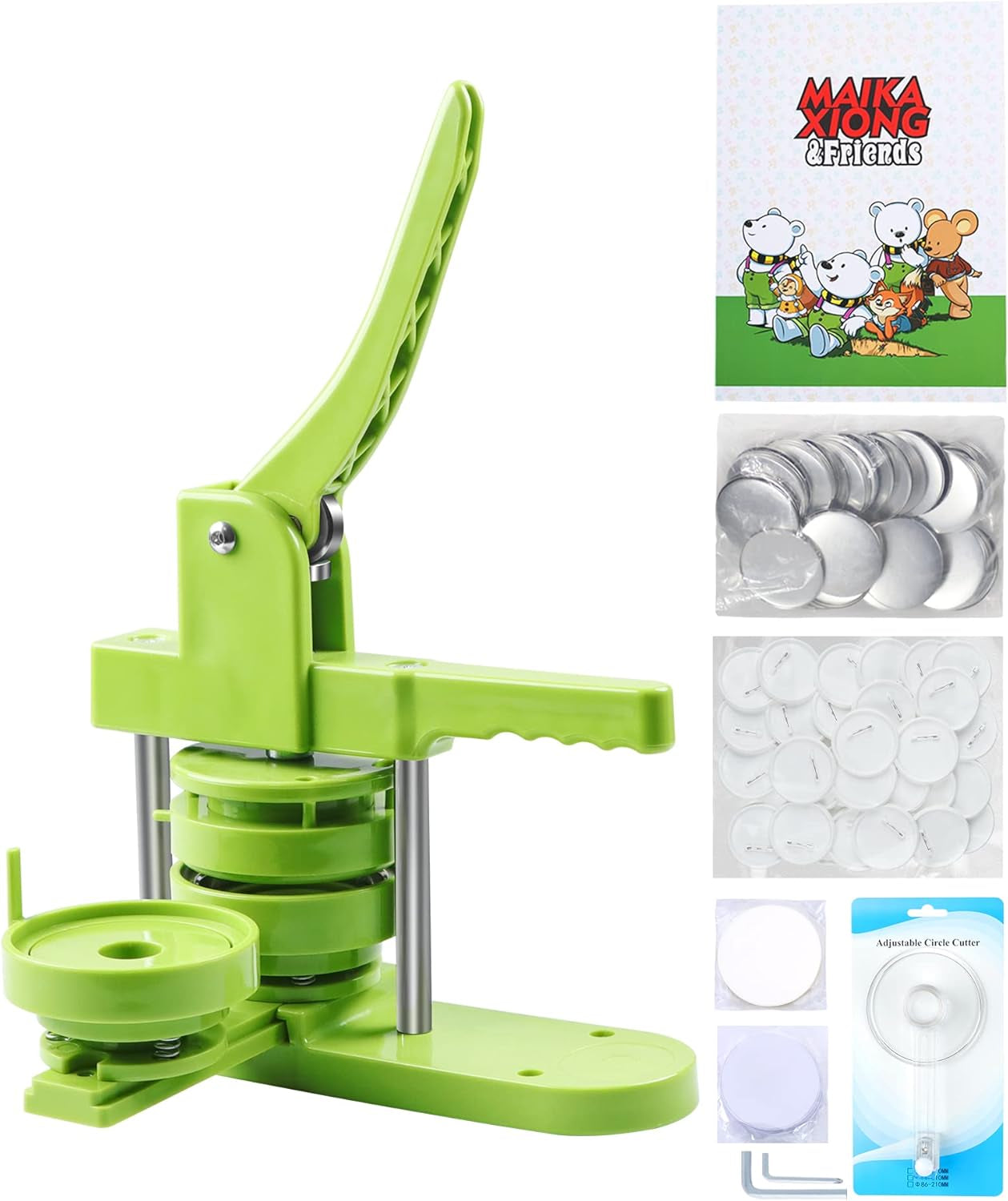 Button Maker Machine 58Mm - (3Rd Gen) Installation-Free 58Mm(2.25In) DIY Pin Badge Button Maker Press Machine Badge Punch Press with Free 100Pcs Button Parts&amp;Pictures&amp;Circle Cutter&amp;Magic Book