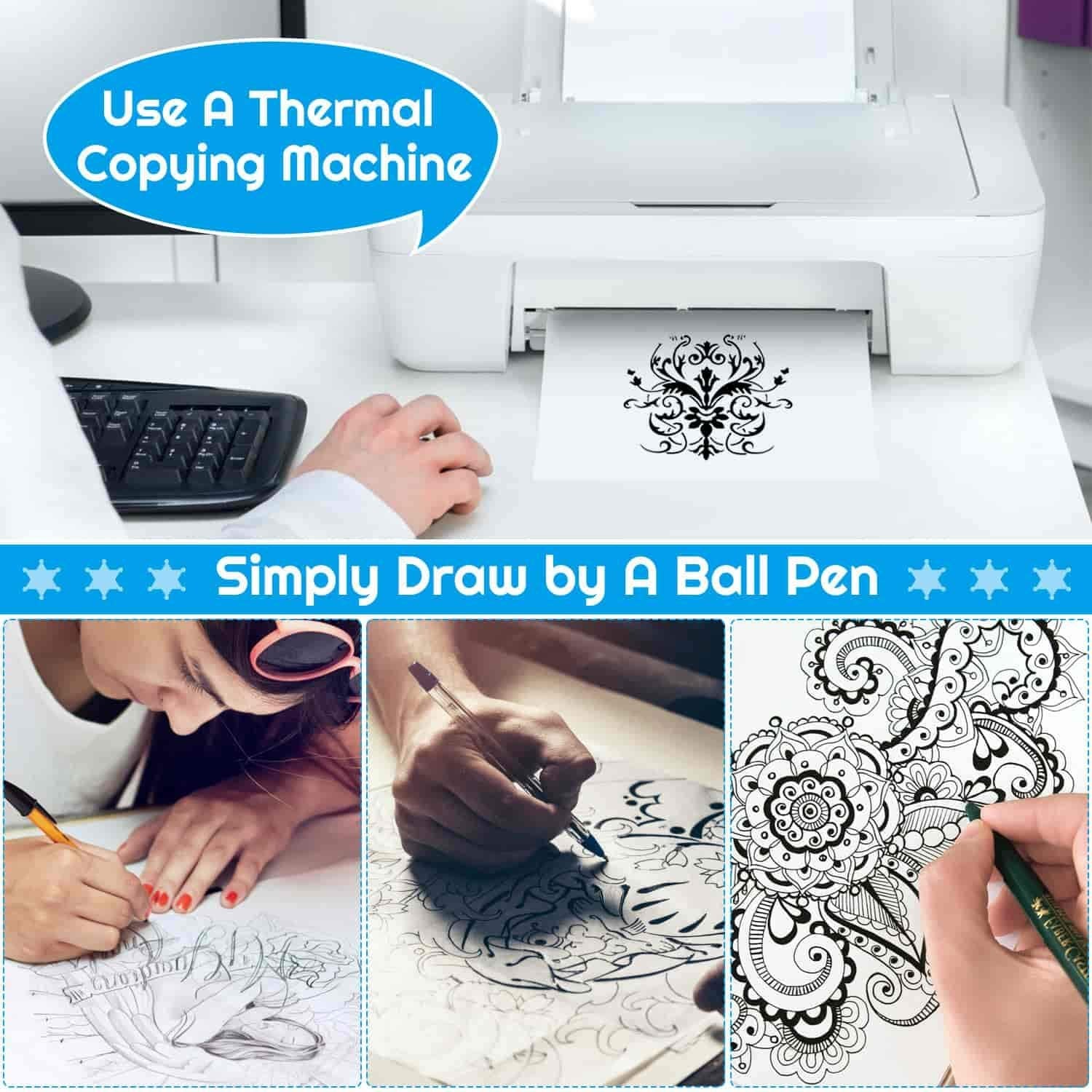 38 Sheets Tattoo Transfer Paper, Stencil Paper for Tattooing, 8 1/4" X 11 3/4"