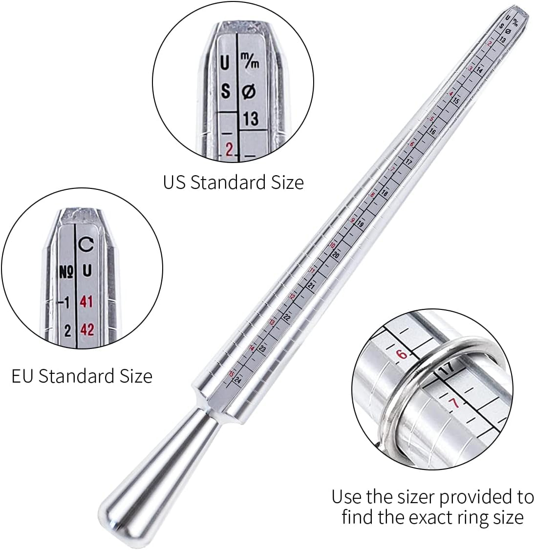 US Ring Sizing Kit,Gauge Set with Measuring Tool,Sizes 0-15 Steel Ring Mandrel.Finger Sizer1-13 with Half Size,Measuring Wedding Rings