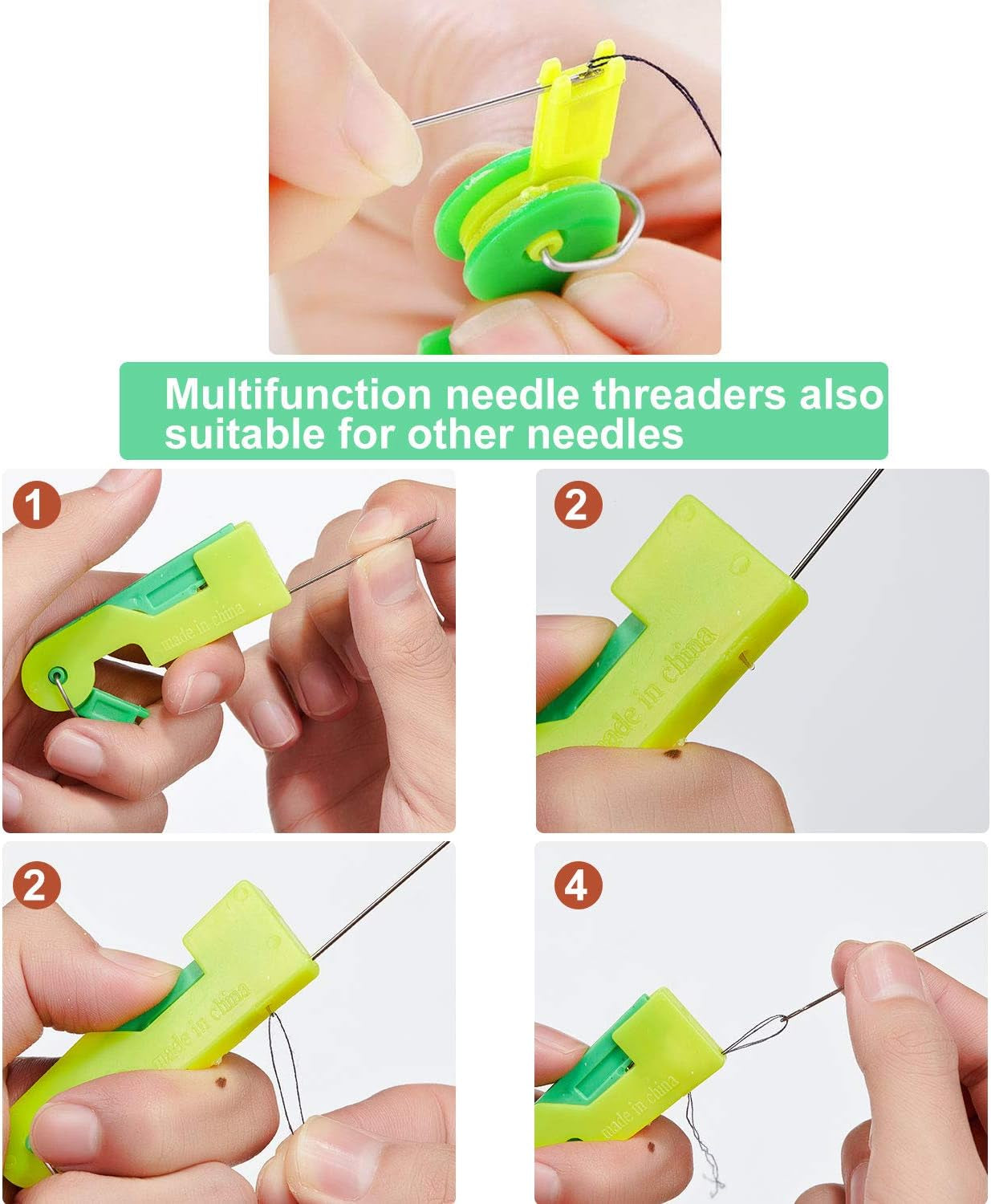 18 Pieces Sewing Machine Twin Needles Double Twin Needles Pins Twin Stretch Needles with Plastic Box, Automatic Needle Threader for Household Sewing Machine, 3 Mixed Sizes 2.0/90, 3.0/90, 4.0/90