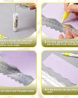 7 Pcs Metal Paper Tearing Ruler Deckle Edge Ruler Craft Ruler Stainless Steel Paper Cut Tool 12 Inch Irregular Edges Ruler Measurements Tool with 2 Watercolor Pen for Craft School Scrapbook
