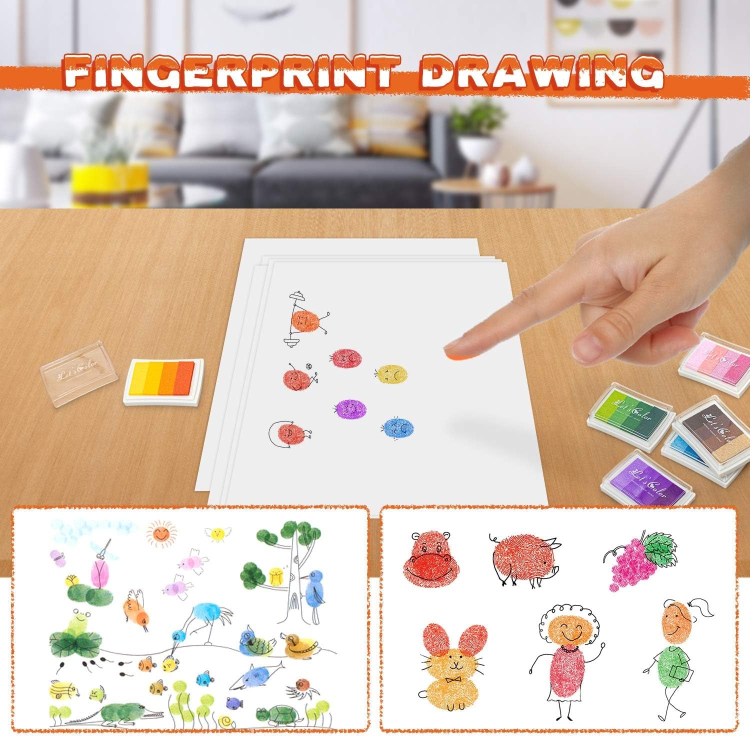 Craft Ink Pad, Set of 6 Washable DIY Stamp Ink Pads for Kids, 24 Colors