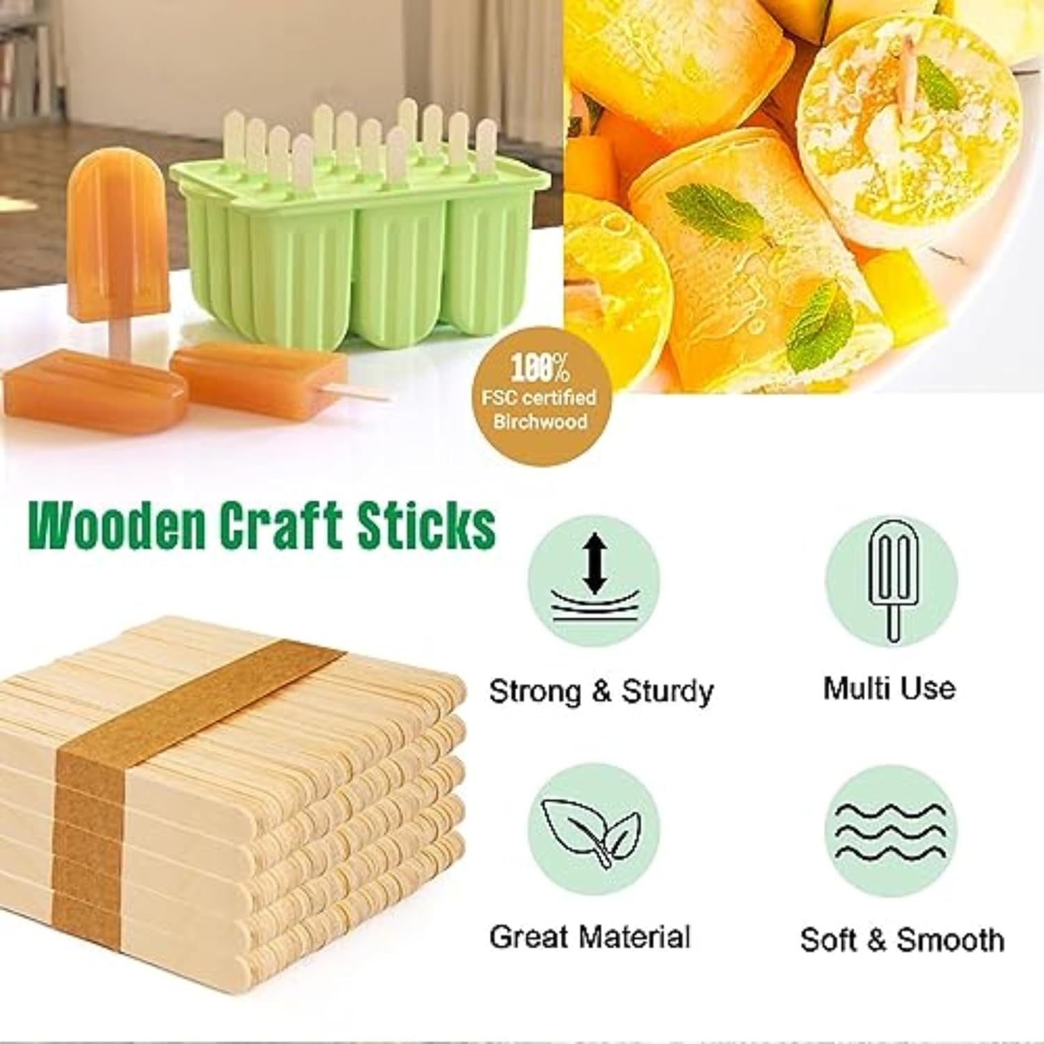 4.5" Craft Ice Cream/Popsicle Sticks/Natural Wood/Diy Projects- Pack of 210