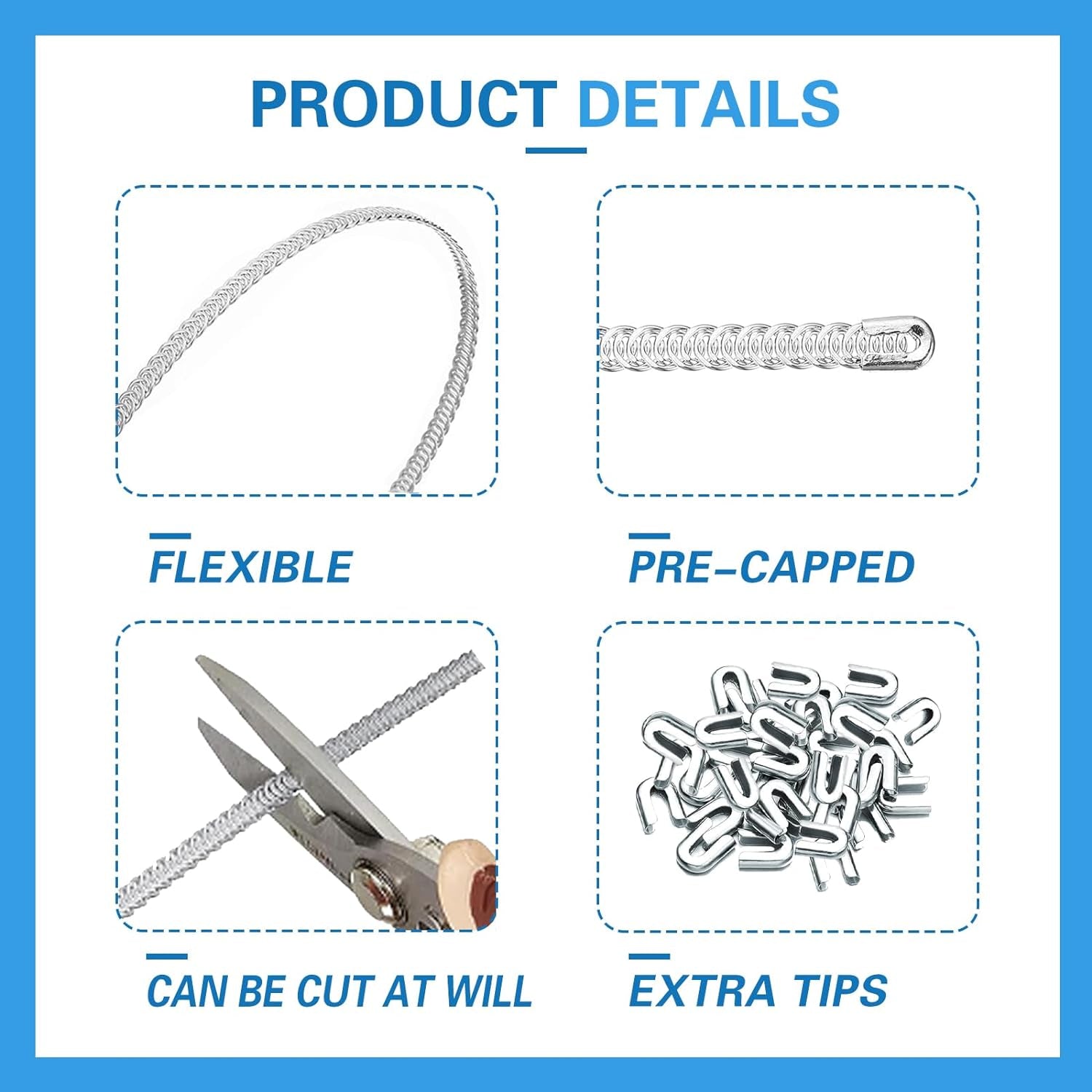 100 Pack 1/4''X 13.7Inch Spiral Steel Metal Boning for Corset, Sewing Corset Boning Precut for Contume Dress (6Mm)