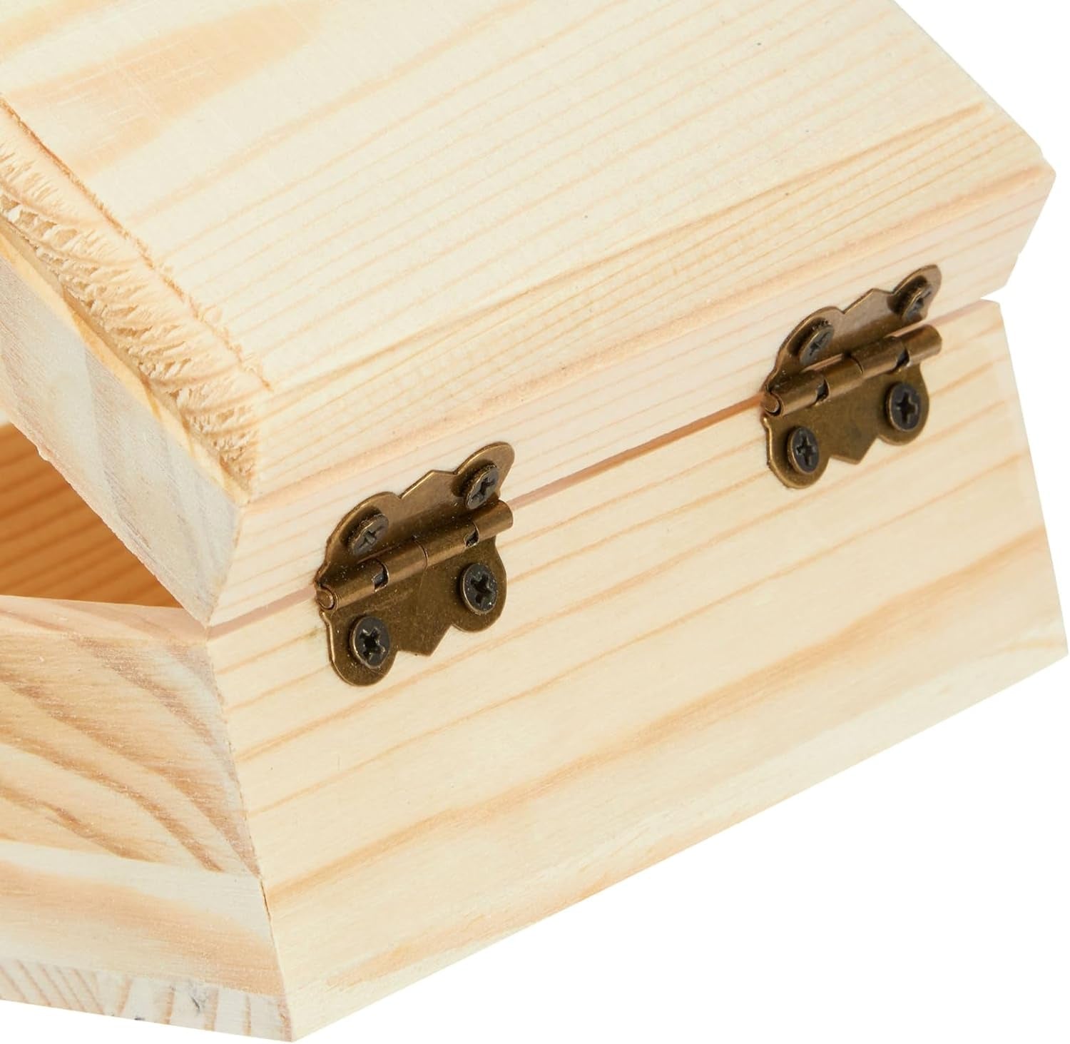 6 Pack Unfinished Wooden Boxes with Hinged Lids, Pinewood Magnetic Wood Box for Crafts, Jewelry Storage (3.5 X 3.5 X 2 In)