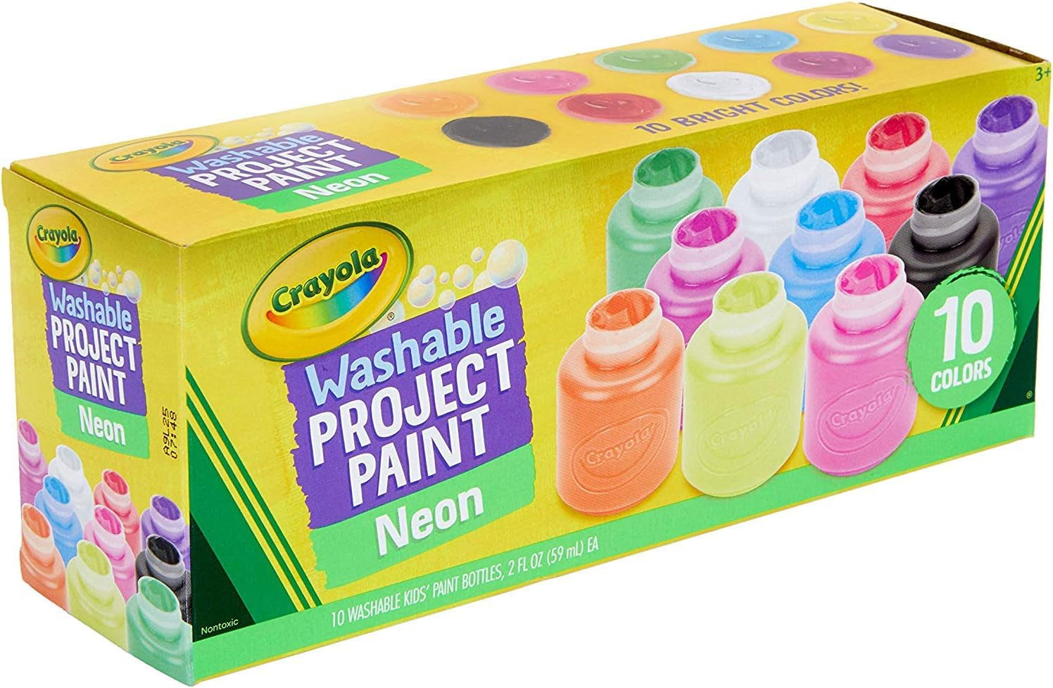 10-Color Neon Washable Kids Paint (Set of 10)