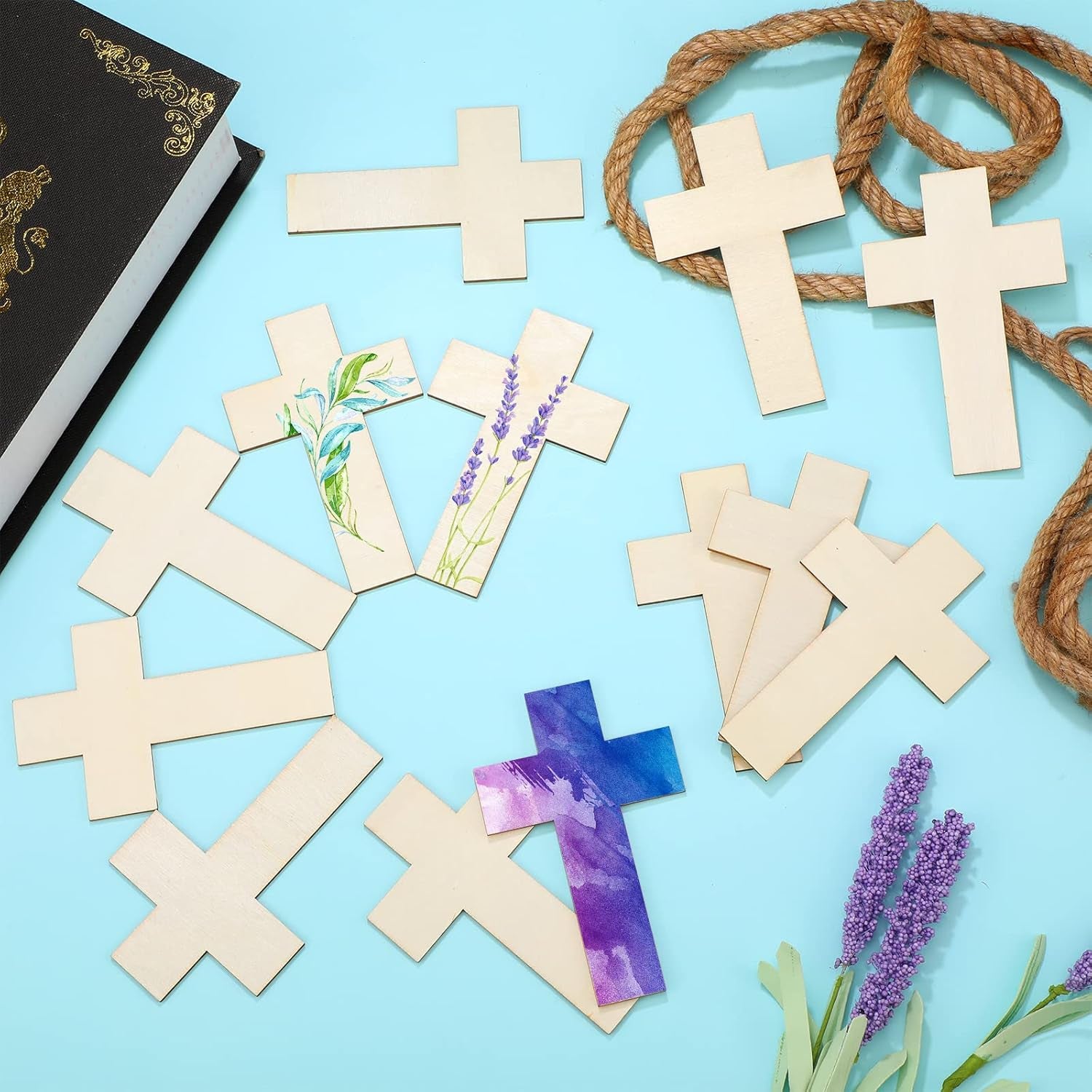 100 Pack Blank Wooden Cross Unfinished Cross Shaped Wood Cutouts for Crafts Wood Cross for DIY Projects Sunday School Church Home Decoration Ornaments, 11 X 7 Cm/ 4.3 X 2.8 Inches