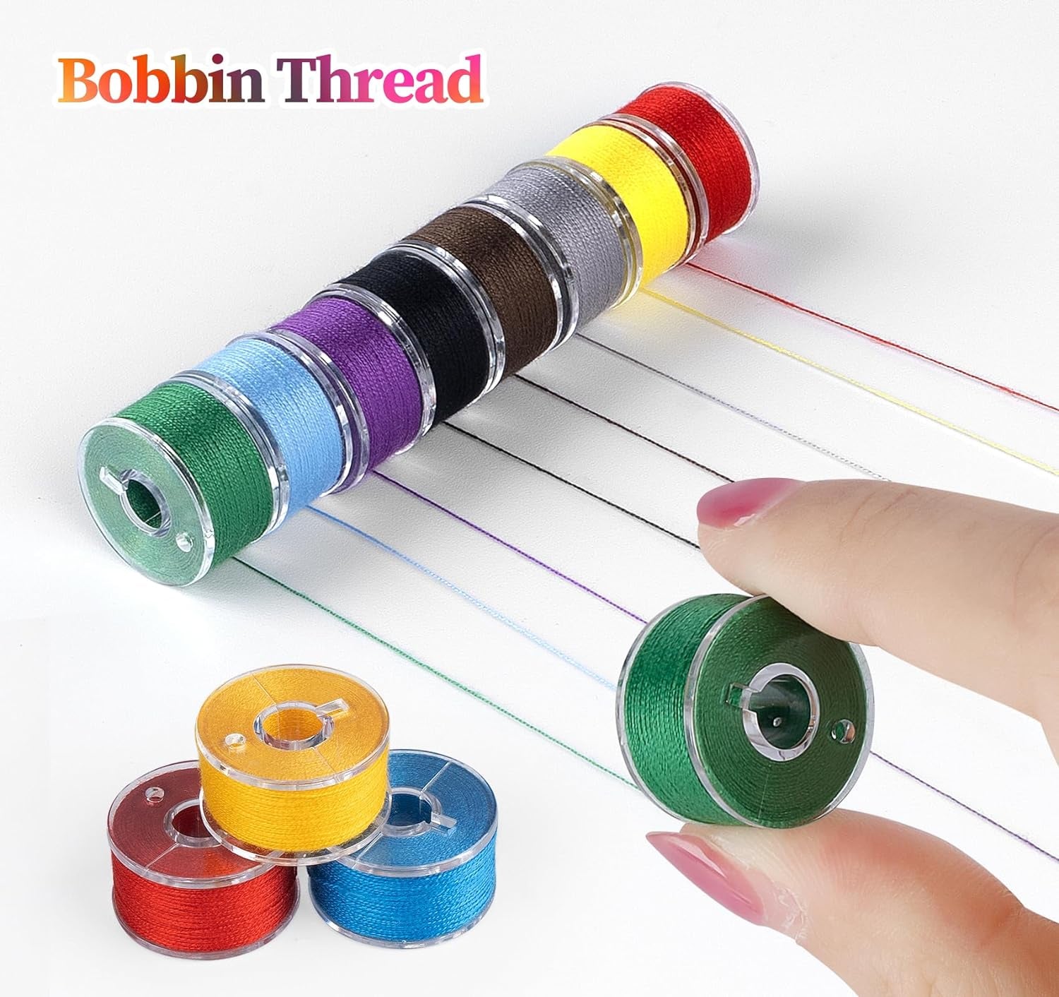 210 Pcs Bobbins Sewing Thread, Sizea Class15 Prewound Sewing Bobbins for Sewing Machine, 36 Colors Polyester Sewing Threads Compatible for Brother/Singer/Babylock/Janome Machine, 60WT