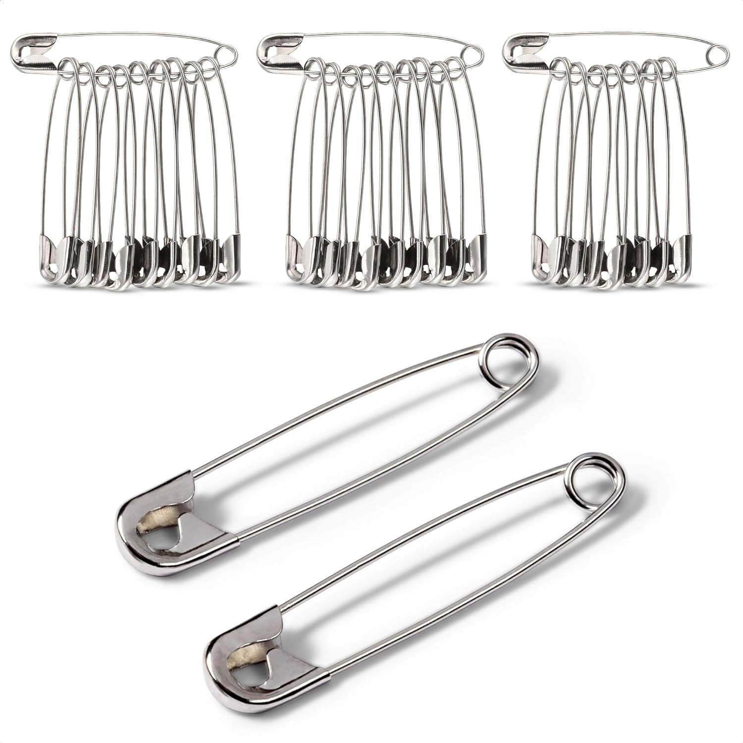 30Pcs Extra Large Safety Pins Heavy Duty - 3" Stainless Steel Safety Pins Clothes Pins for Crafts Big Safety Pins Heavy Duty Quilting Safety Pins - Safety Pins for Clothes Pins Bulk Safety Pins