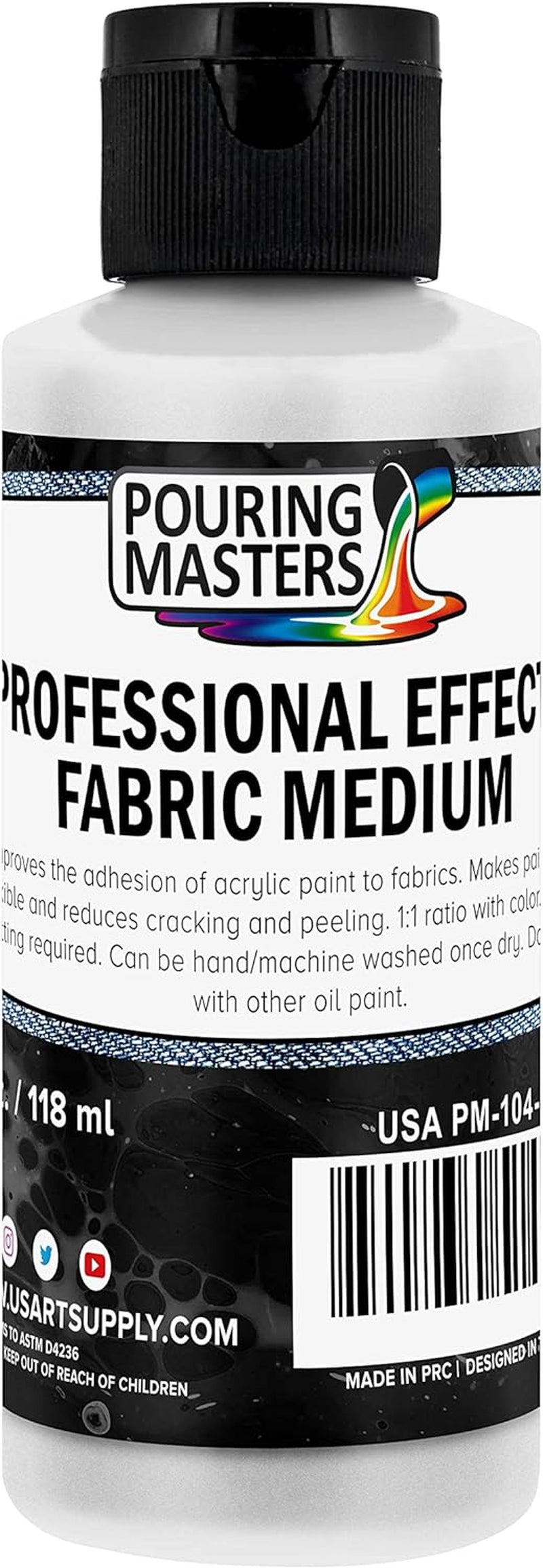 Professional Effects Fabric Medium, 4 Ounce Bottle - Extender, Improves Acrylic Paint Adhesion to Fabrics, Textiles, Increases Transparency, Flexible - Decorate Clothing, Bags, Shoes