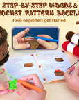 Crochet Kit for Beginners, Crochet Starter Kit with Step-By-Step Video Tutorials, Crochet DIY Knitting Supplies for Adults Kids, Chocolate Strawberry Cake(40%+ Yarn)