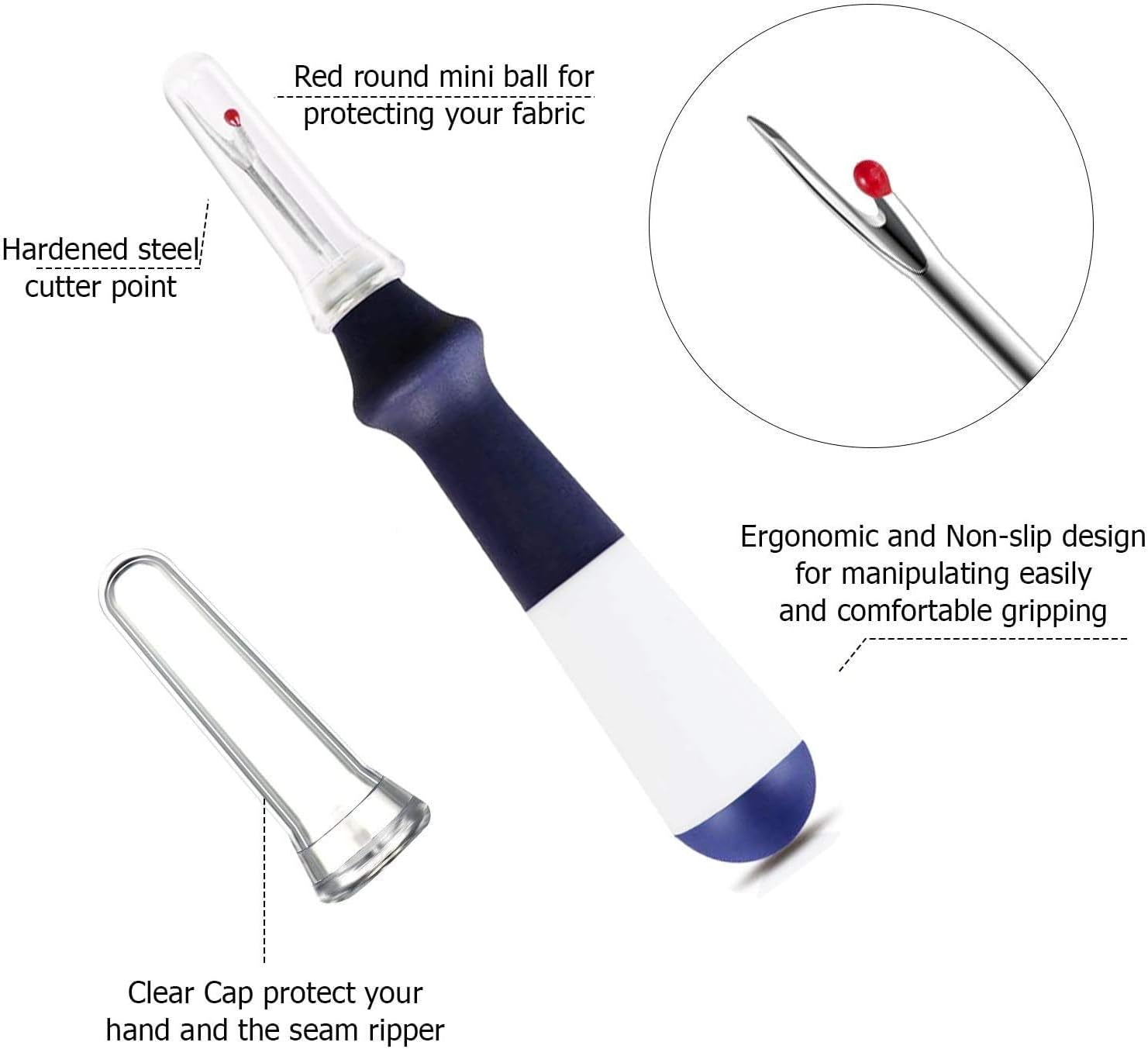 5 Pieces Ergonomic Grip Seam Ripper, Colorful Large Thread Remover for Sewing Crafting Removing Embroidery Hems and Seams
