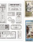 Retro Air Travel and Movie Ticket Silicone Clear Stamps Transparent Stamps for Christmas Birthday Valentine'S Day Cards Making DIY Scrapbooking Photo Album Decoration Paper Craft