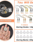 140Pcs Earring Hooks Hypoallergenic 925 Sterling Silver Fish Hooks Ear Wires with Ball and Coil 7 Colors 18Mm Earring Parts with Earring Backs for DIY Jewelry Making