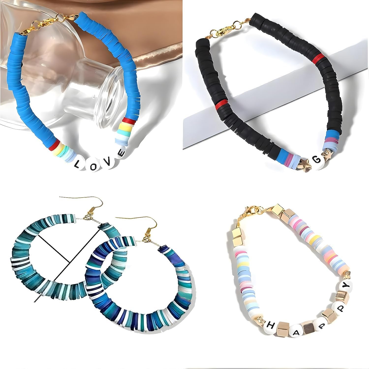 4300+ Clay Beads Bracelet Making Kit,24 Colors Flat Preppy Beads for Friendship Bracelets,Polymer Heishi Beads with Charms,Gifts Crafts Set for Girls 8-12
