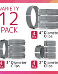 [Variety 12 Pack] 2,3,4 Inch Diameter Quilting Rings - Quilt Clip for Quilting Creations - Quilt Clip for Machine Quilting - Versatile Clamps for Quilting Free Motion- 1" Tall Clamp for Quilt