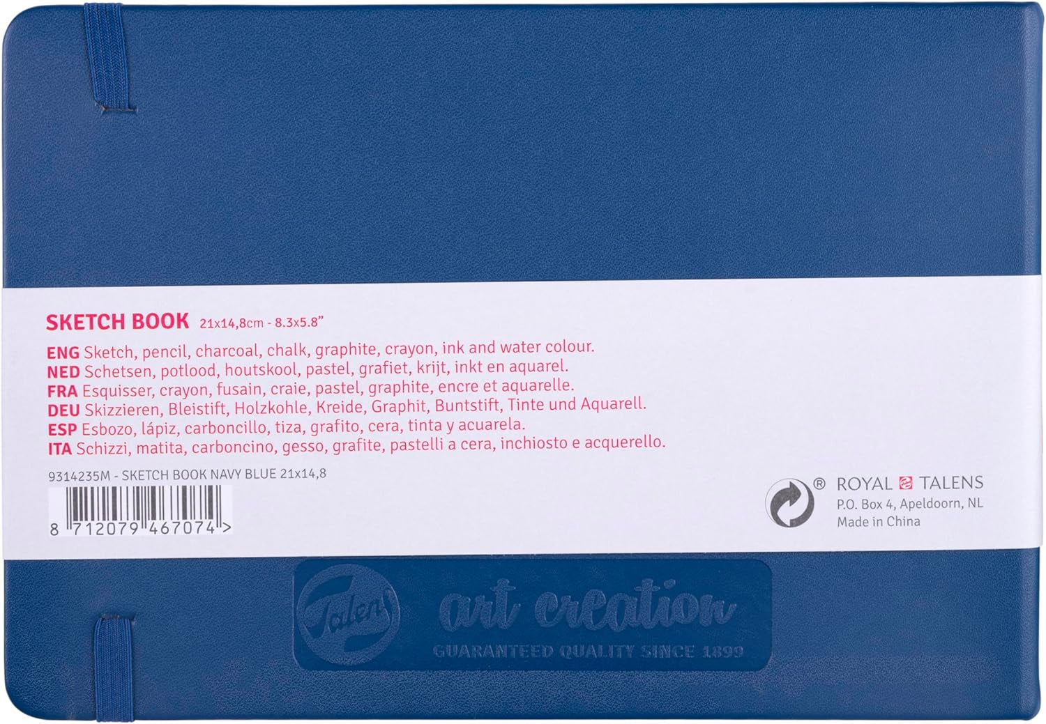 Talens Japan T9314-235M 452426 Art Creation Sketchbook, Drawing Notebook, 8.3 X 5.9 Inches (21 X 15 Cm), Navy Blue