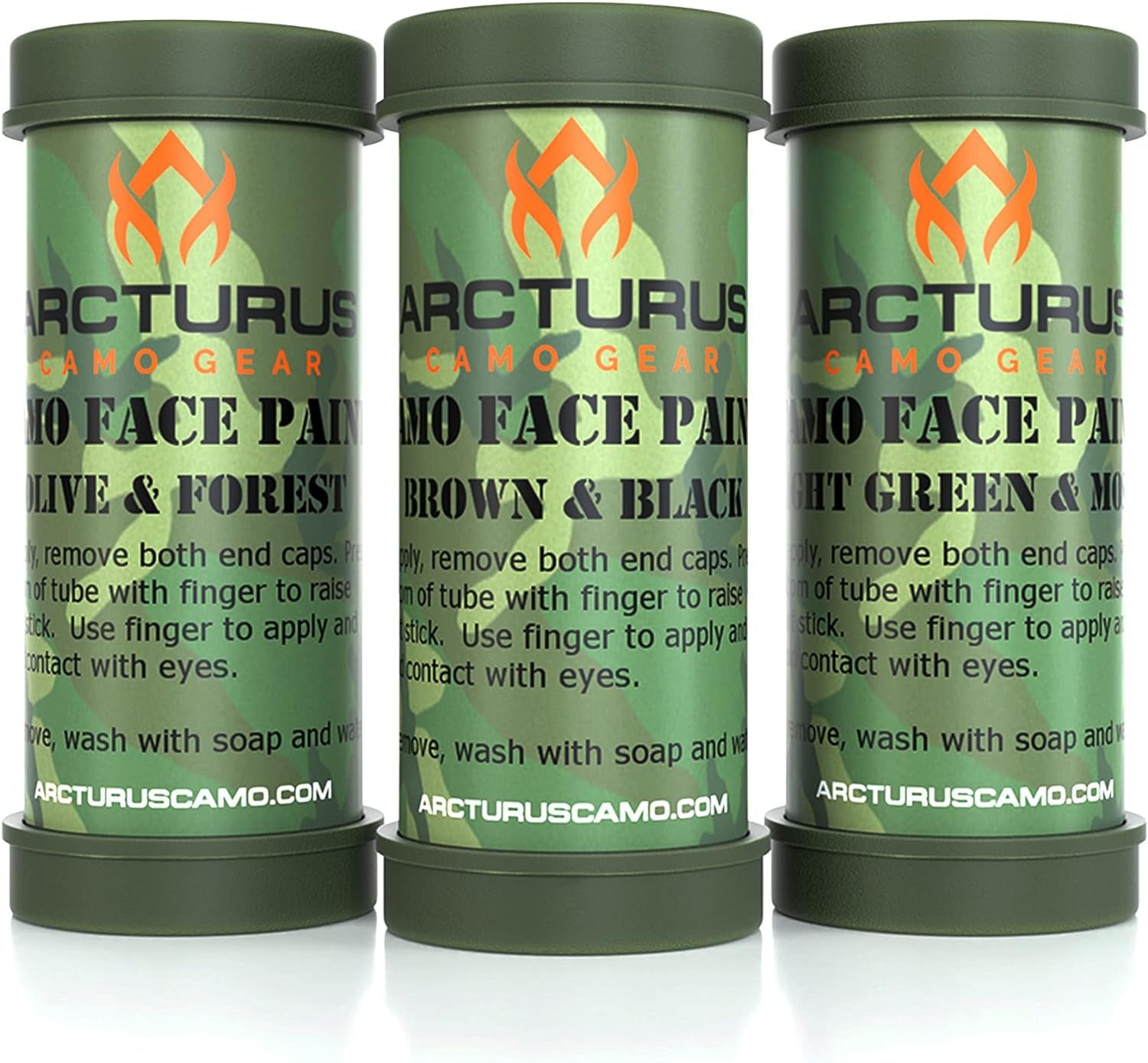 Camo Face Paint Sticks - 6 Camouflage Colors in 3 Double-Sided Tubes | Compact Camo Concealment for Hunting, Paintball, Airsoft or Military Use