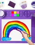 Silicone Craft Mat 20X16 Inch Large Silicone Art Mat with Detachable Cup Painting Mat with 10 Painting Brushes Silicone Drawing Mat Sheets for Kids Adult DIY Accessories (Blue)