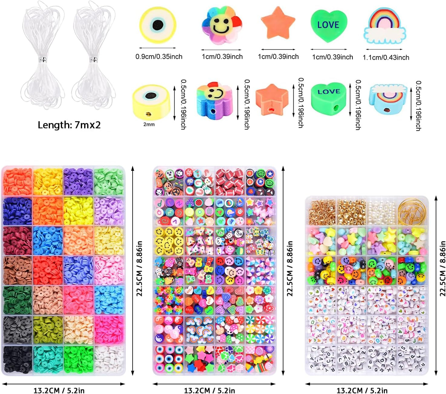 Clay Beads Bracelet Making Kit 10000 PCS 56 Colors Flat round Polymer Heishi Beads Kit with Letter Beads for Jewelry Bracelets Necklace Making