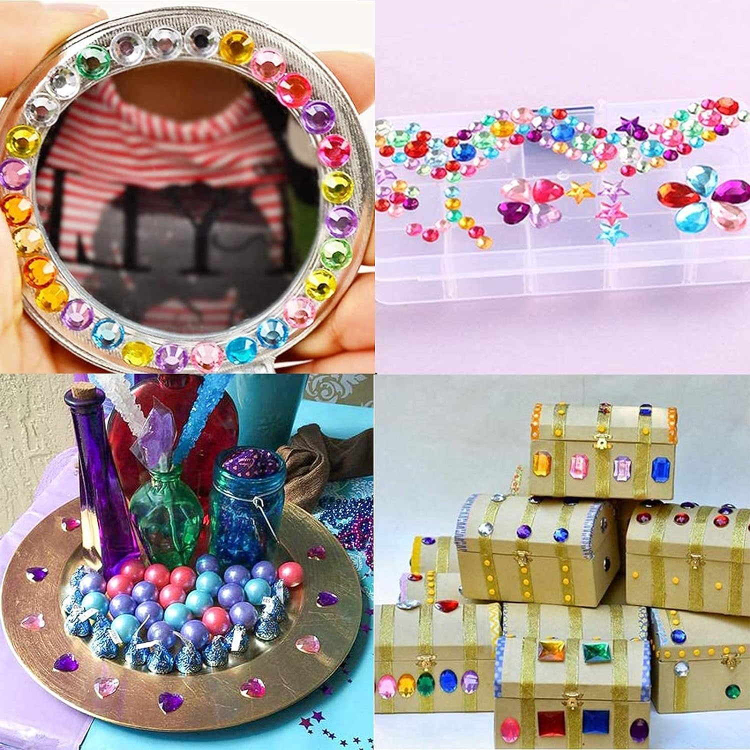 1200 Pcs Acrylic Flatback Rhinestones,12 Different Shape Gems for DIY Craft Jewels Gemstone Wedding Birthday Decoration (6-13Mm) (Acrylic)