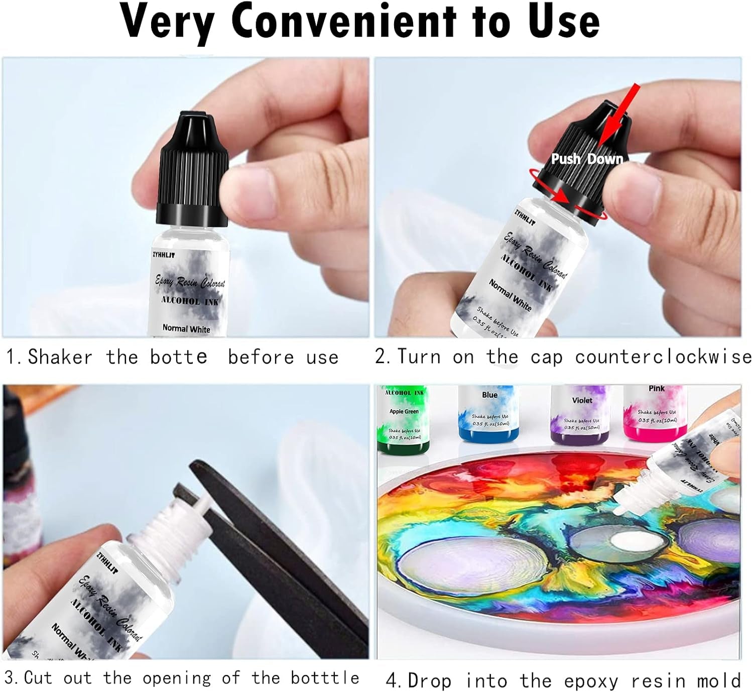 Alcohol Ink Set – 48 Bottles Vibrant Colors High Concentrated Alcohol-Based Ink, Concentrated Epoxy Resin Paint Colour Dye, Great for Painting,Resin Petri Dish, Coaster,Tumbler Cup Making,(10Ml Each)