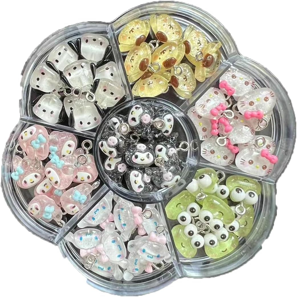 35PCS Mini Pendant Charms Colorful Cartoon Resin Charms Jewelry Making DIY Pendant Ornament Cute Kitty Shape Charms for DIY Craft Bracelet Necklace Earrings