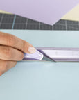 Metal Ruler - Safety Cutting Ruler for Use with Rotary Cutters,  Truecontrol Knife, Xacto Knife - Great for Quilting, Scrapbooking, Crafting and Paper Cutting - 18", [Lilac]