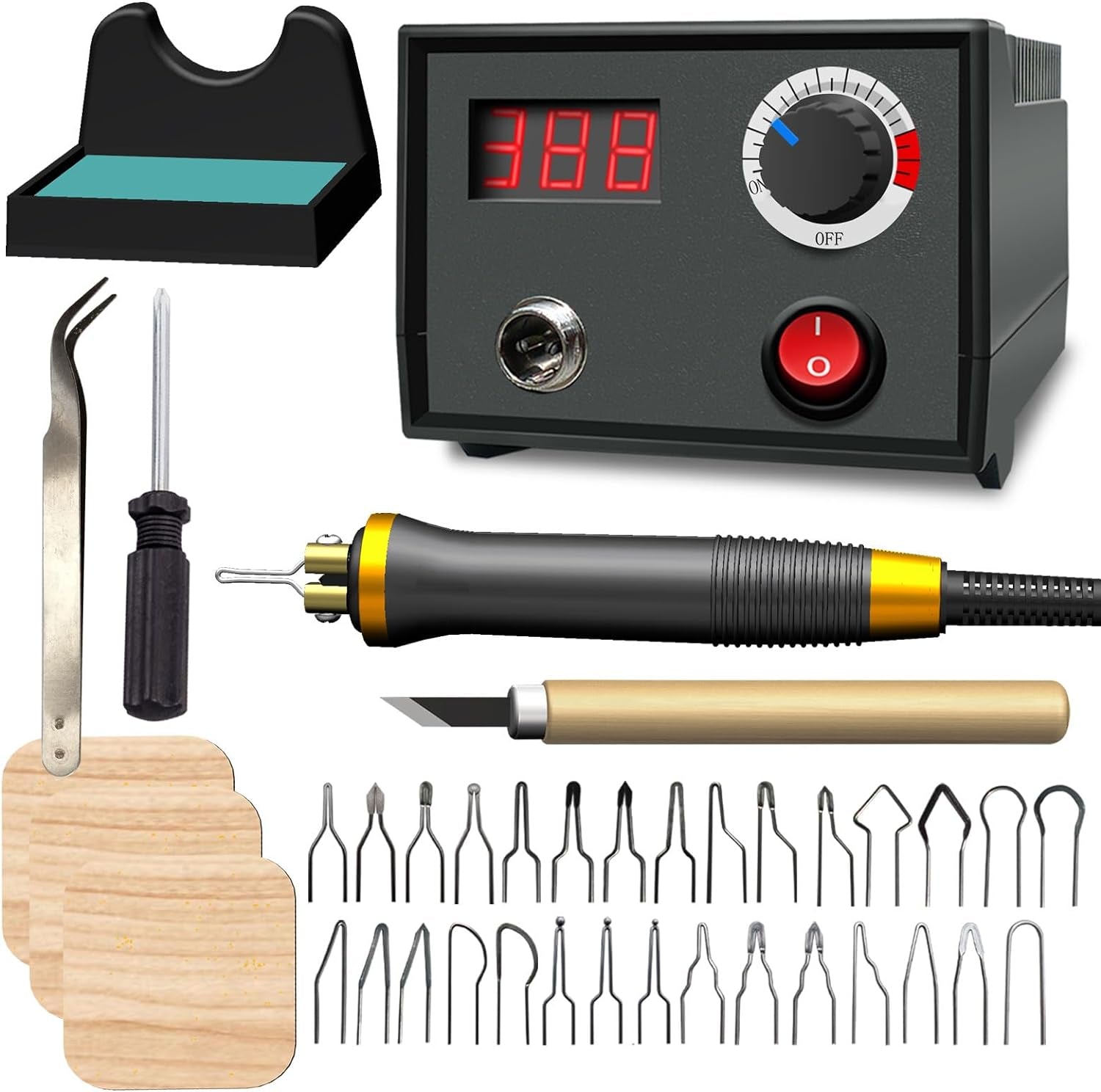 LH30 Wood Burning Kit, Digitally Adjustable Temperature Wood Burner Pen Kit, Wood Burning Tool, Professional Wood Burner Tool Kit for Adults and Beginners Craft (LH30-2 New)