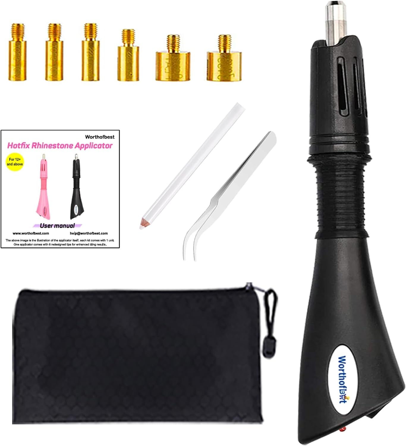 Hotfix Applicator Tool, Hot Fix Tool, Hotfix Rhinestones Applicator, Bedazzler, Hot Fix Applicator Tool Kit for Clothes, Fabric, Cardstock, Leather, Wood and Make Snowglobe Tumbler Holes