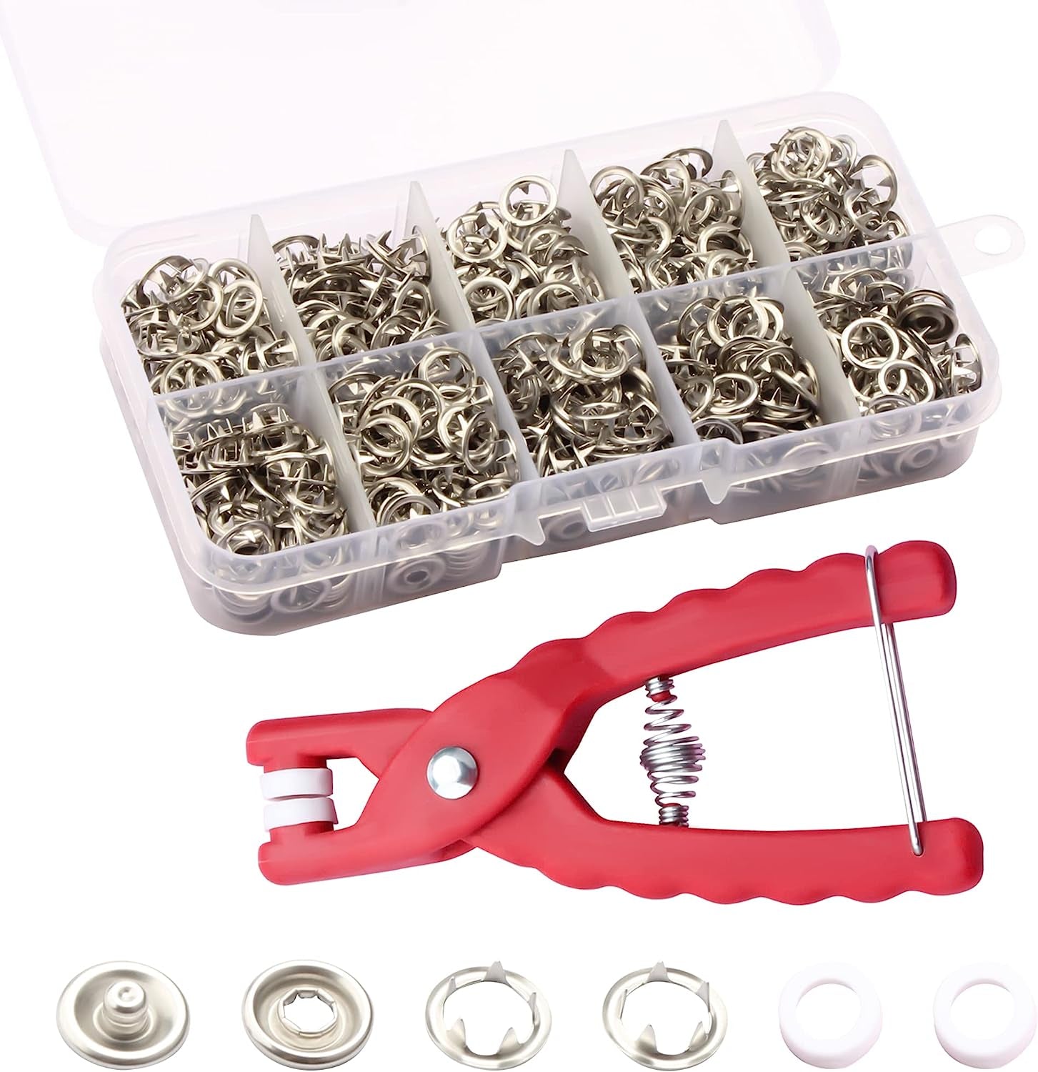 100 Sets of Metal Snaps Buttons,Metal Snap Buttons with Fastener Pliers Tool Kit, Snap Prong for Clothing Leather Sewing.