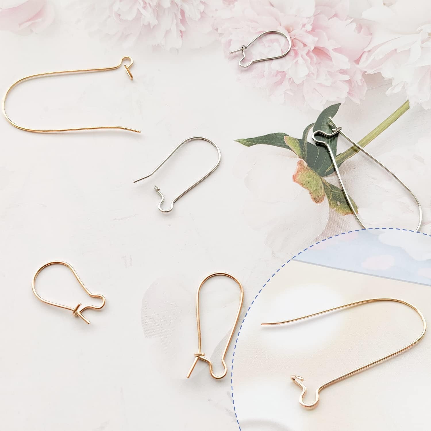 Ear Wire Hooks,300Pcs Earring Hooks Dangle Earring Kidney Ear Wires Earring Teardrop Ear Wire for DIY Jewelry Making