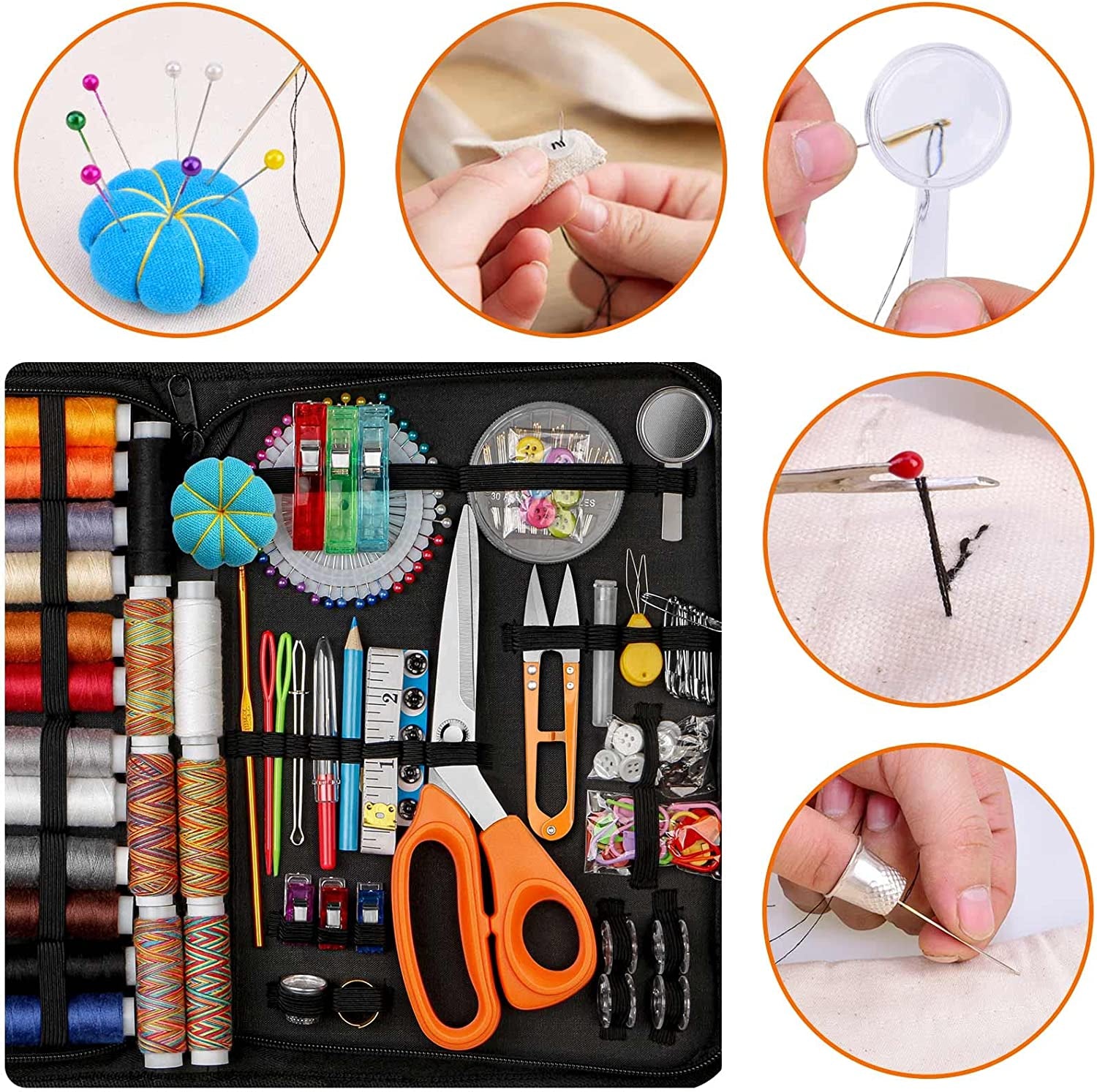 Sewing Kit for Adults, Needle and Thread Kit for Sewing,Professional Sewing Supplies Accessories with Tailor Scissors,43Xl Thread,30 Needles,Thread Snips and More for Travel Home Beginners