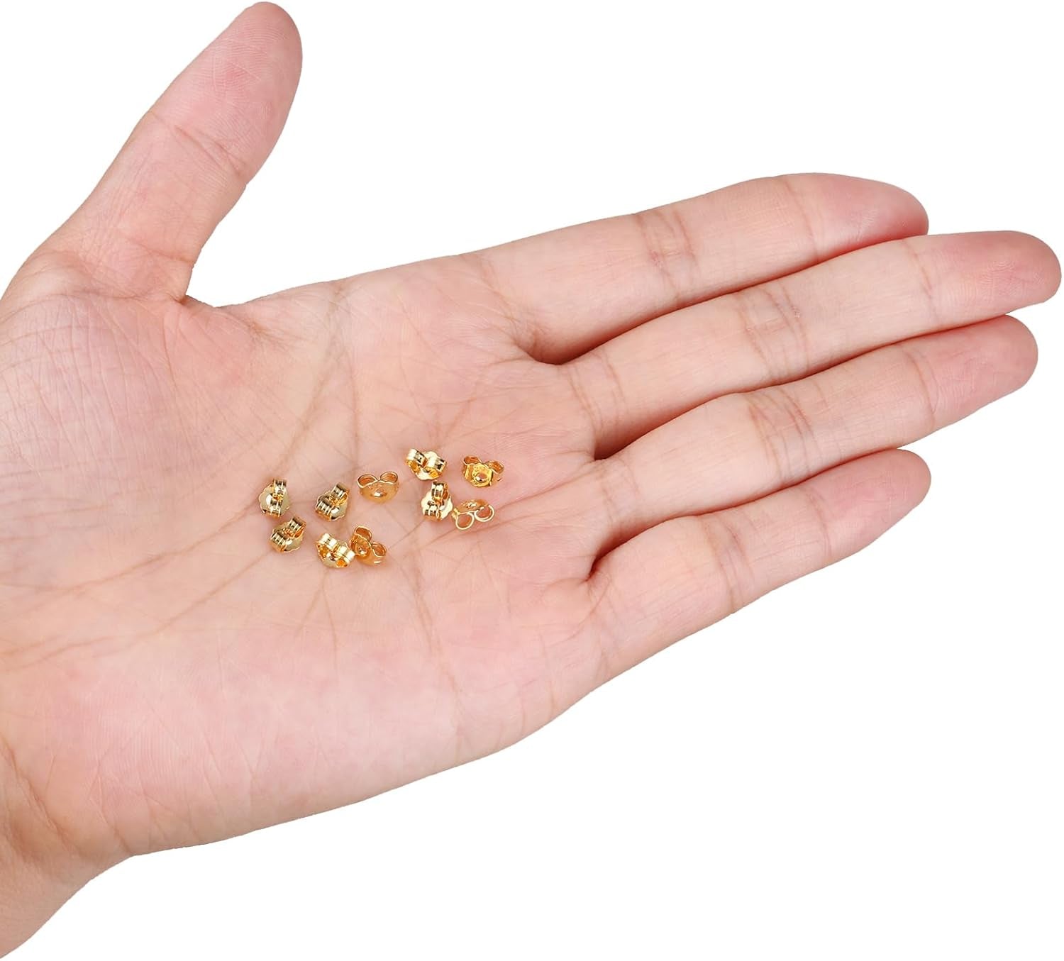 14K Gold Earring Backs Replacements - Hypoallergenic Earring Backs for Studs, Secure Ear Locking for Stud Earrings Ear Nut for Posts, 10Pcs/5 Pair