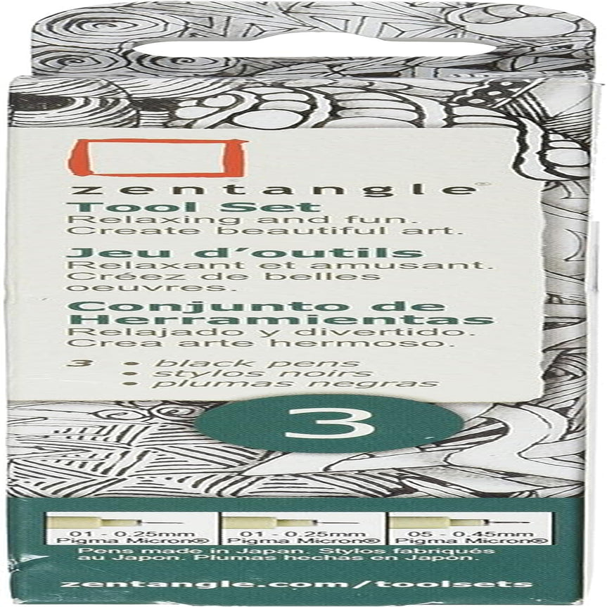 Micron Pen Set Zentangle 3Pc, 3 Count (Pack of 1), Black