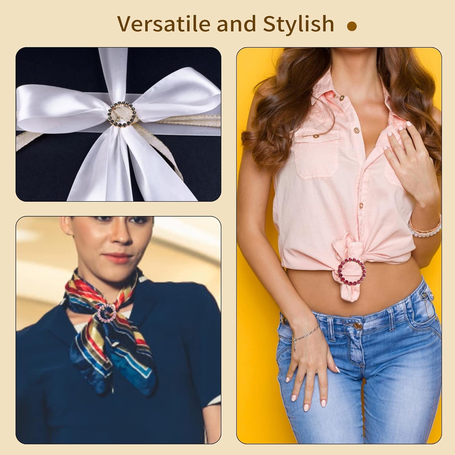 10PCS Metal Tshirt Clips and Rings Scarf Ring Clip Shirt Clip T-Shirt Tie Ring Clips Clothing Ring Wrap Holders Scarves Clasp Clothes Corner Knotted Button for Women (Colorful)