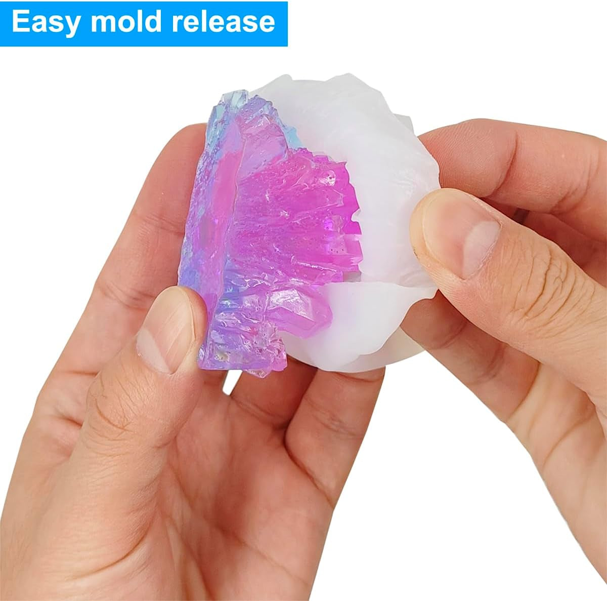 4 PCS Quartz Crystal Resin Molds,  Crystal Cluster Silicone Molds Gravel Epoxy Casting Molds for Jewelry Making, Craft, Keychain