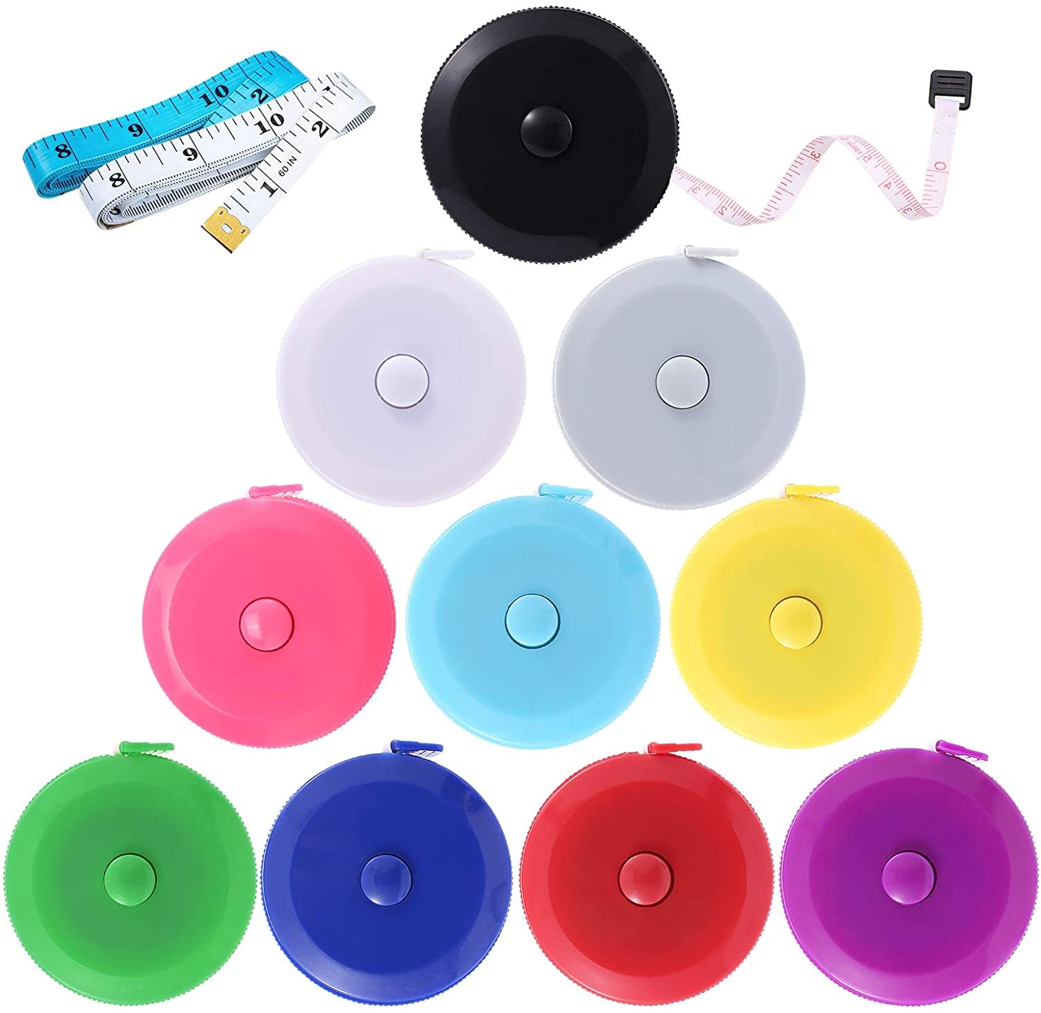Tape Measure, 10 Pack Measuring Tape for Body 60 Inch, Retractable Fabric Small Tape Measure for Sewing Tailor Medical Craft Cloth