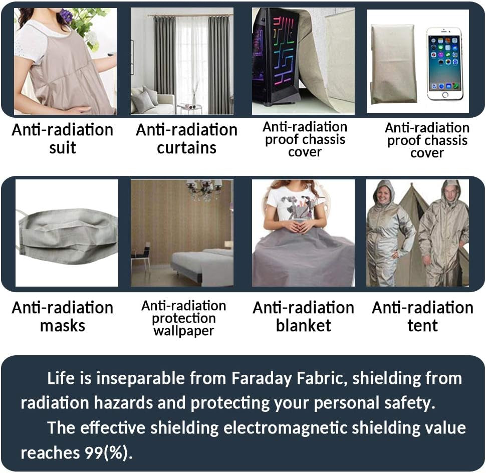 Faraday Fabric-Emi RFID Shielding-Block Wifi/Rf Anti-Radiation Military Grade and Radiation Protection Nickel Copper Fabric, RFID Blocking Material 36&quot;X44&quot; Inch