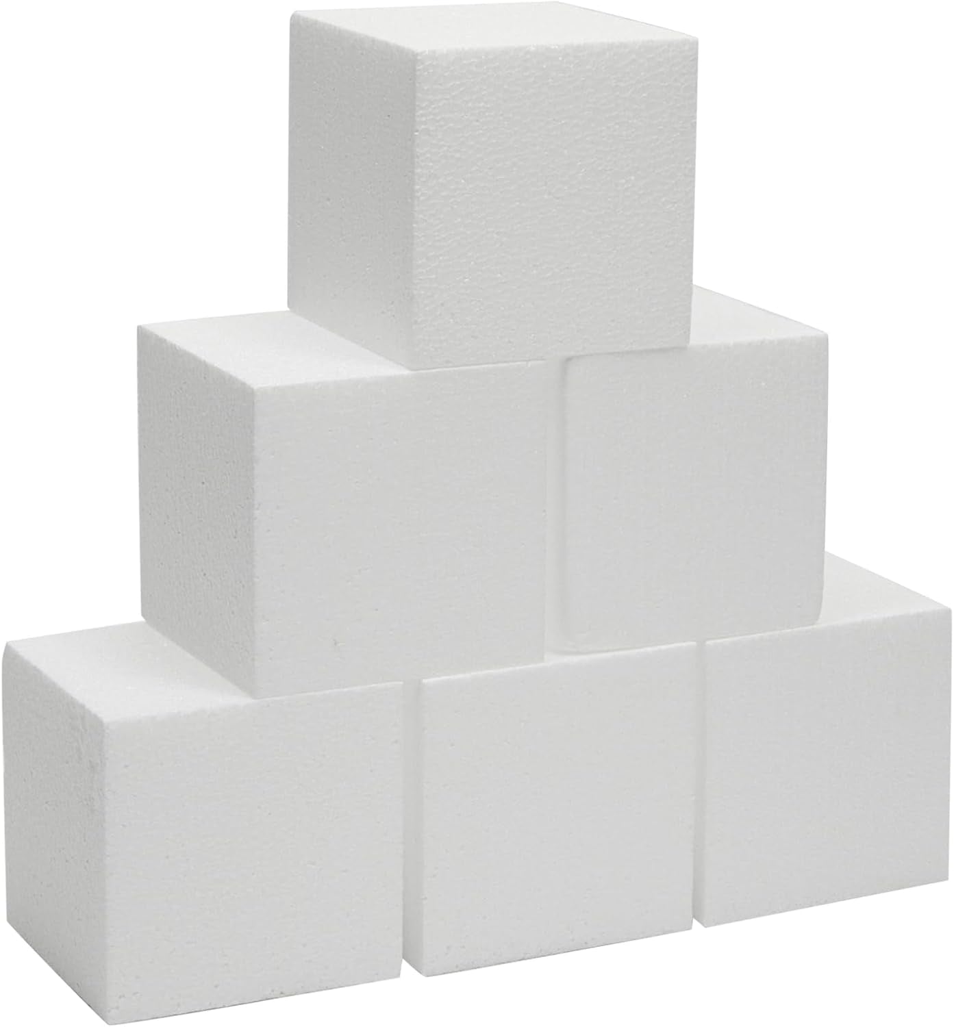 6 Pack Foam Cube Squares for Crafts - Polystyrene Blocks for DIY, Floral Arrangements, Arts Supplies (4 X 4 X 4 In, White)