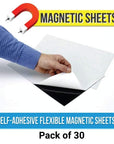 Adhesive Magnetic Sheets | Flexible Magnet with Adhesive Backing | 8 X 10 Inch Magnets for Crafts and Pictures | Cut to Any Size | Pack of 30
