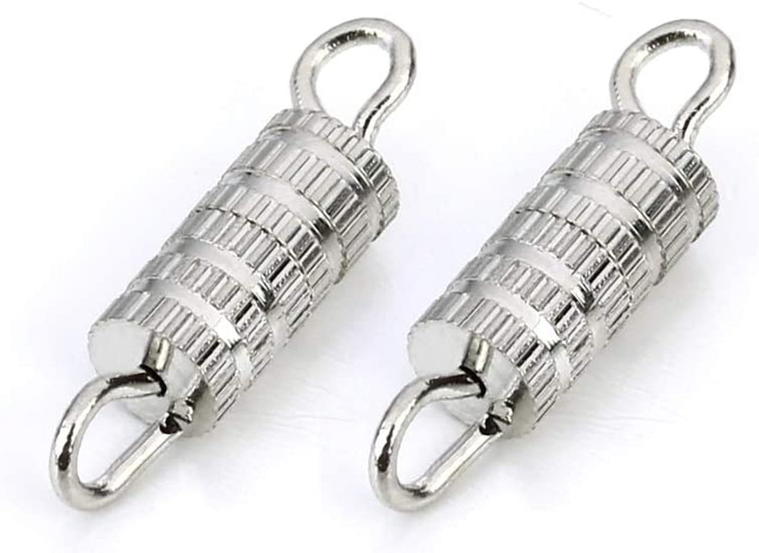 100 Sets 4Mm X 15Mm Screw Type Clasp Barrel Screw Clasps Screw Twist Clasps Screw Connector for Jewelry Making Necklaces and Bracelets, Silver-Color